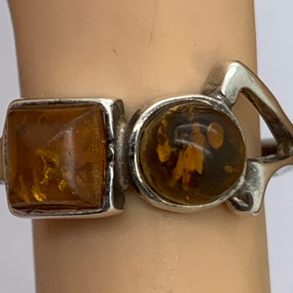 925. Sterling Vintage Baltic Amber Ring 8.5